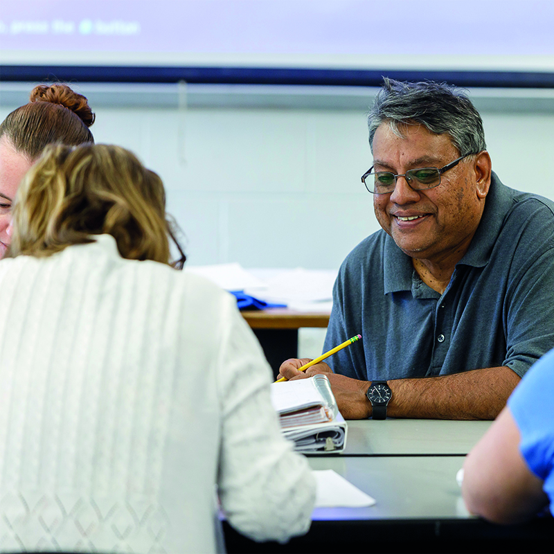 professor with students