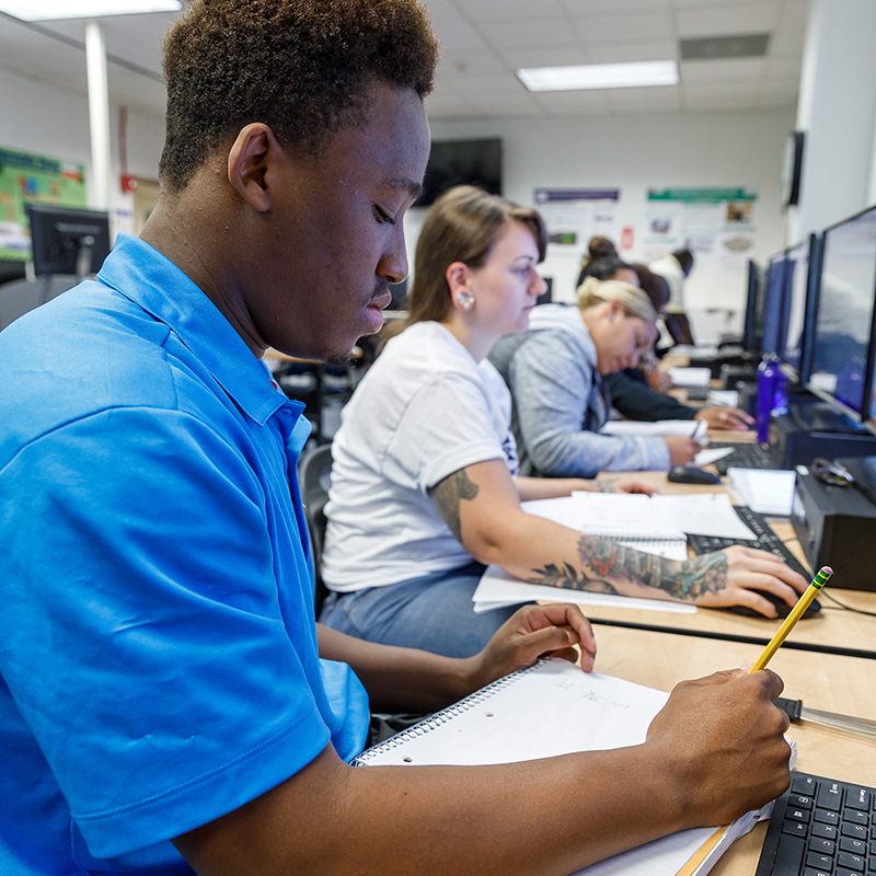 Students on computers