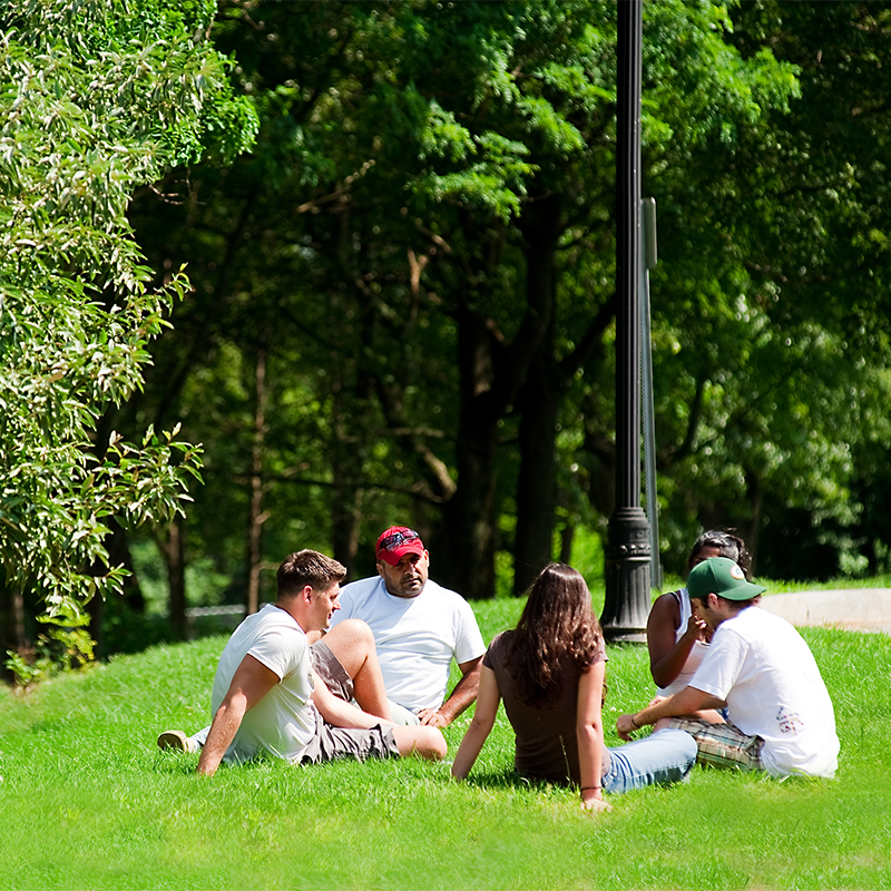 students on grass